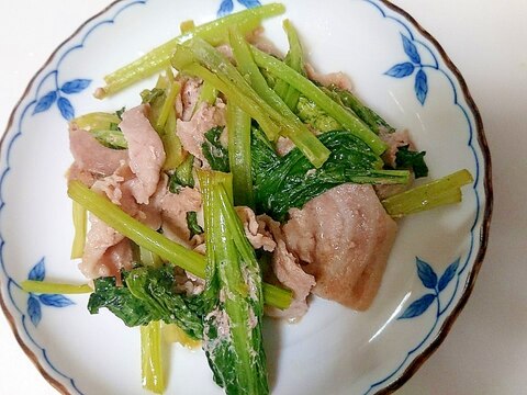 フライパンで5分、豚バラ肉と小松菜の煮物